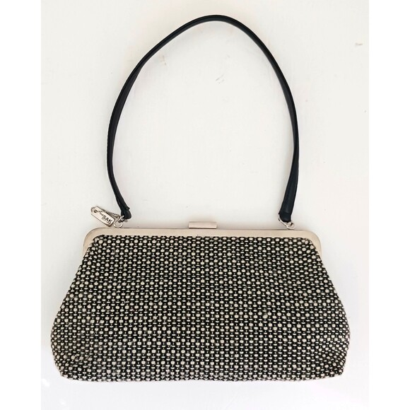 The Sak Elliott Luca Blk/White Tweed Top Handle Shoulder Bag Snap Lock Bow Trim - Picture 5 of 11